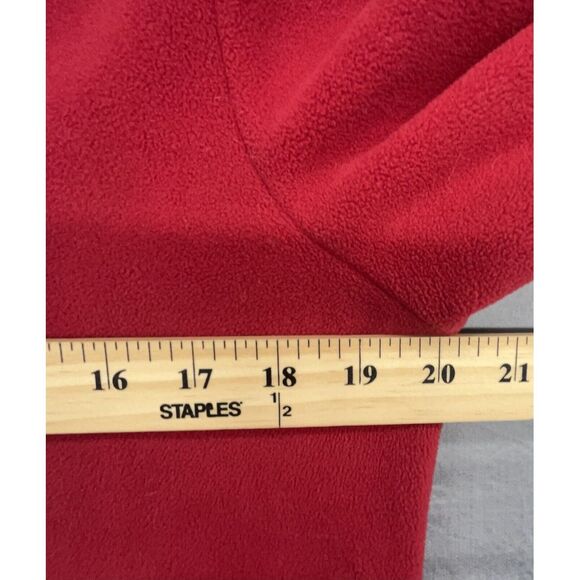 LL Bean Fleece Sweater Women M Red Nordic Fair Isle Full Zip Jacket Christmas - Picture 11 of 15